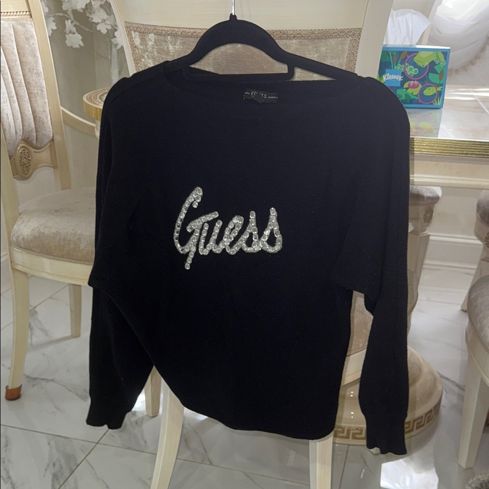 Guess Black Pullover with Silver Embellishment